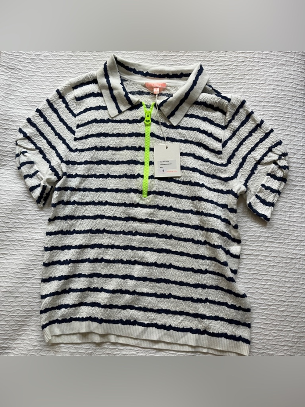 Lisa Todd Get in Line top striped white/indigo new with tags size Small